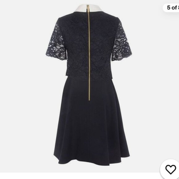 Ted Baker Dixxy Layered Lace Dress in Dark Navy - Picture 9 of 11